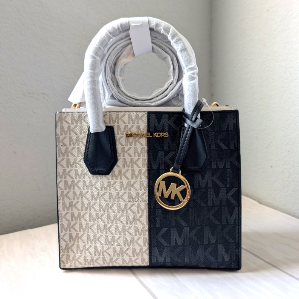 MICHAEL KORS MERCER MEDIUM SATCHEL SHOULDER MESSENGER BAG MK BLACK COLORBLOCK